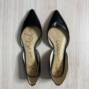 Sam Edelman Black Pointed D'Orsay Patent Flats